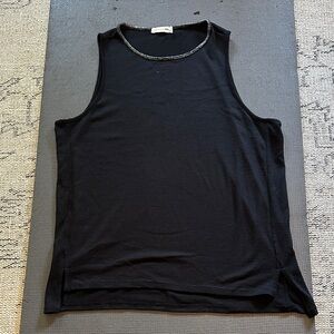 rag & bone Black Sleeveless Crewneck Tank with Metallic Trim. Size M